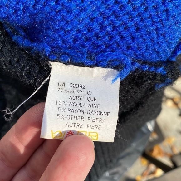 80s Color Block Knit Sweater Crew New Wave Colour Block Sz M - Picture 9 of 13